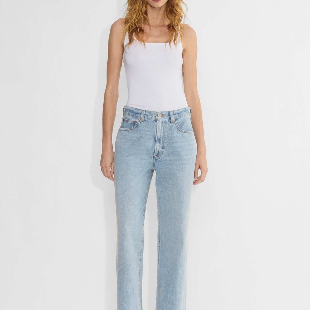 Denim Forum Light Wash High Rise Straight Jeans